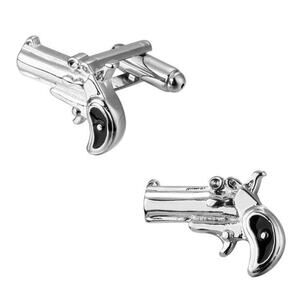 Derringer cufflinks silver with black enamel